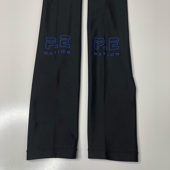 Rare P.E NATION Hell Fire Striped Band Black Stretchy Shiny Active Leggings - Picture 8 of 14